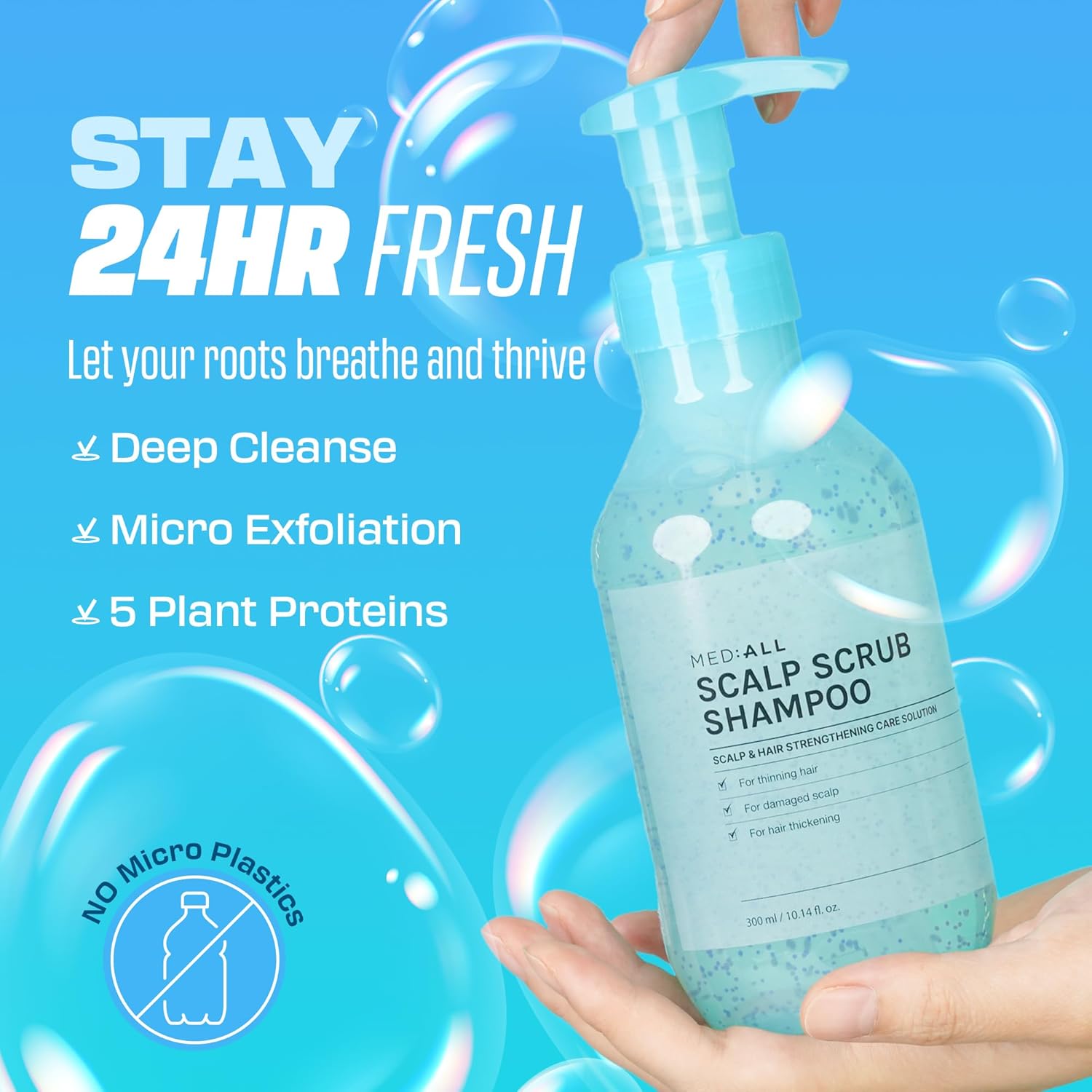 "MEDIALL Purifying Scalp Scrub Shampoo - 10.14 fl.oz - Dandruff Mint for Men & Women, Dry & Itchy Scalp Relief, Exfoliator, Deep Cleansing "