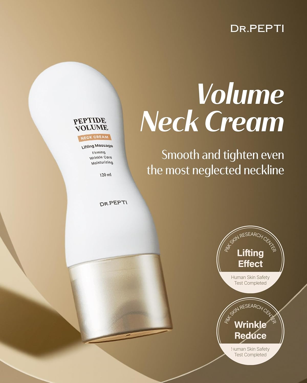 DR. PEPTI Peptide Volume Neck Cream - 2-in-1 Age-Defying Neck Creams for Tightening and Firming w/Built-in Gua Sha Neck Massager – Power Lift Neck Contour Cream with Collagen & Peptides 4.2 fl oz