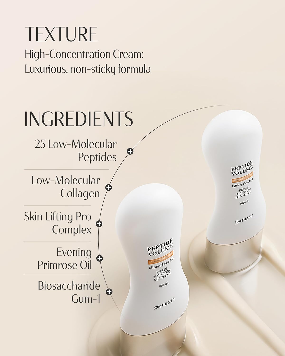 DR. PEPTI Peptide Volume Neck Cream - 2-in-1 Age-Defying Neck Creams for Tightening and Firming w/Built-in Gua Sha Neck Massager – Power Lift Neck Contour Cream with Collagen & Peptides 4.2 fl oz