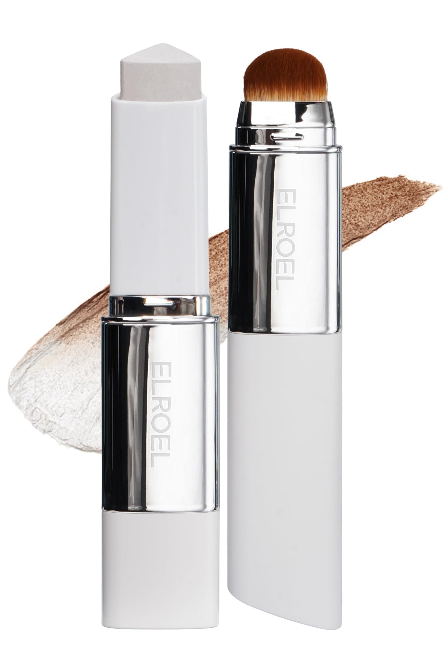 Blanc Cover Cream Stick V White - Korean Color-Changing Foundation Stick with Volufiline - Medium to Full Coverage Dewy Finish Base Makeup - Dual-Ended with Detachable Brush (203 Medium)