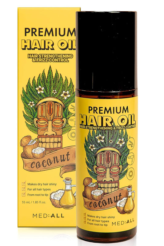 MEDIALL Premium Oil for Frizzy & Damaged Hair | Regrowth Tonic | Hydrating & Moisturizing Growth Serum w/Coconut, Argan, Avocado, Camellia Seed & Olive Oils (1.85 fl oz)
