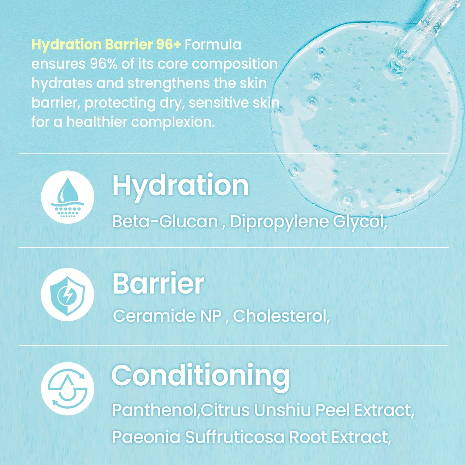 Hydration Barrier 96+ Serum | Hydrating Serum w/Beta-Glutan, Panthenol & Ceramides | Skin Barrier Repair Moisturizer K Beauty Serum for All Skin Types (50ml, 1.69 fl oz)